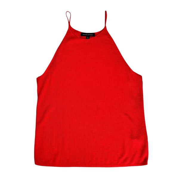 Banana Republic Linen Knit Tank Top Women's Medium High Neck Burnt Orange Shirt - Picture 2 of 13